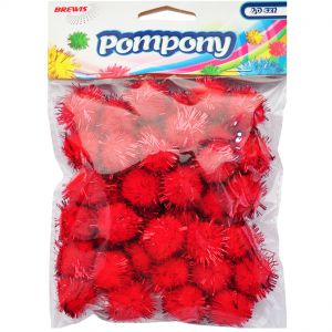 Pompony brokatowe Brewis 2cm Czerwone, 40szt